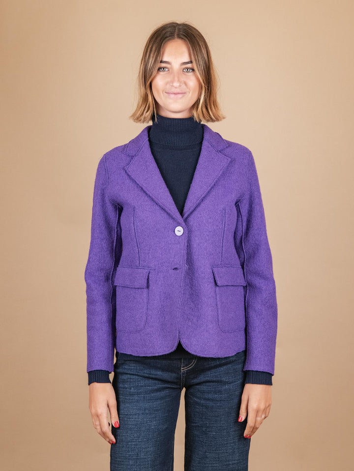 GIACCA SFODERATA IN LANA COTTA VIOLA 2371574 076 ANDREA MORANDO 