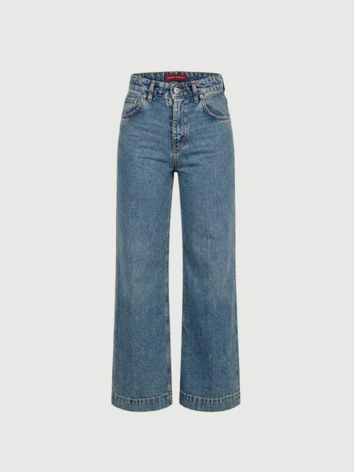 Pantalone a palazzo in denim medio sabbiato 80534-3KCEY SABBIATO ANDREA MORANDO 