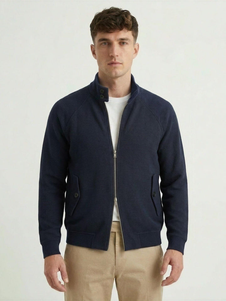 Bomber in maglia con collo a listino navy G0004PL0121M 7000 ANDREA MORANDO 