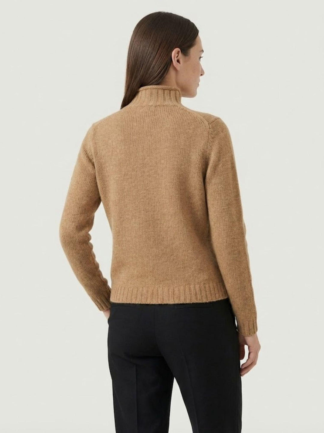 Maglia lupetto in lana biscotto con trecce 14117LU BISCOTTO ANDREA MORANDO 
