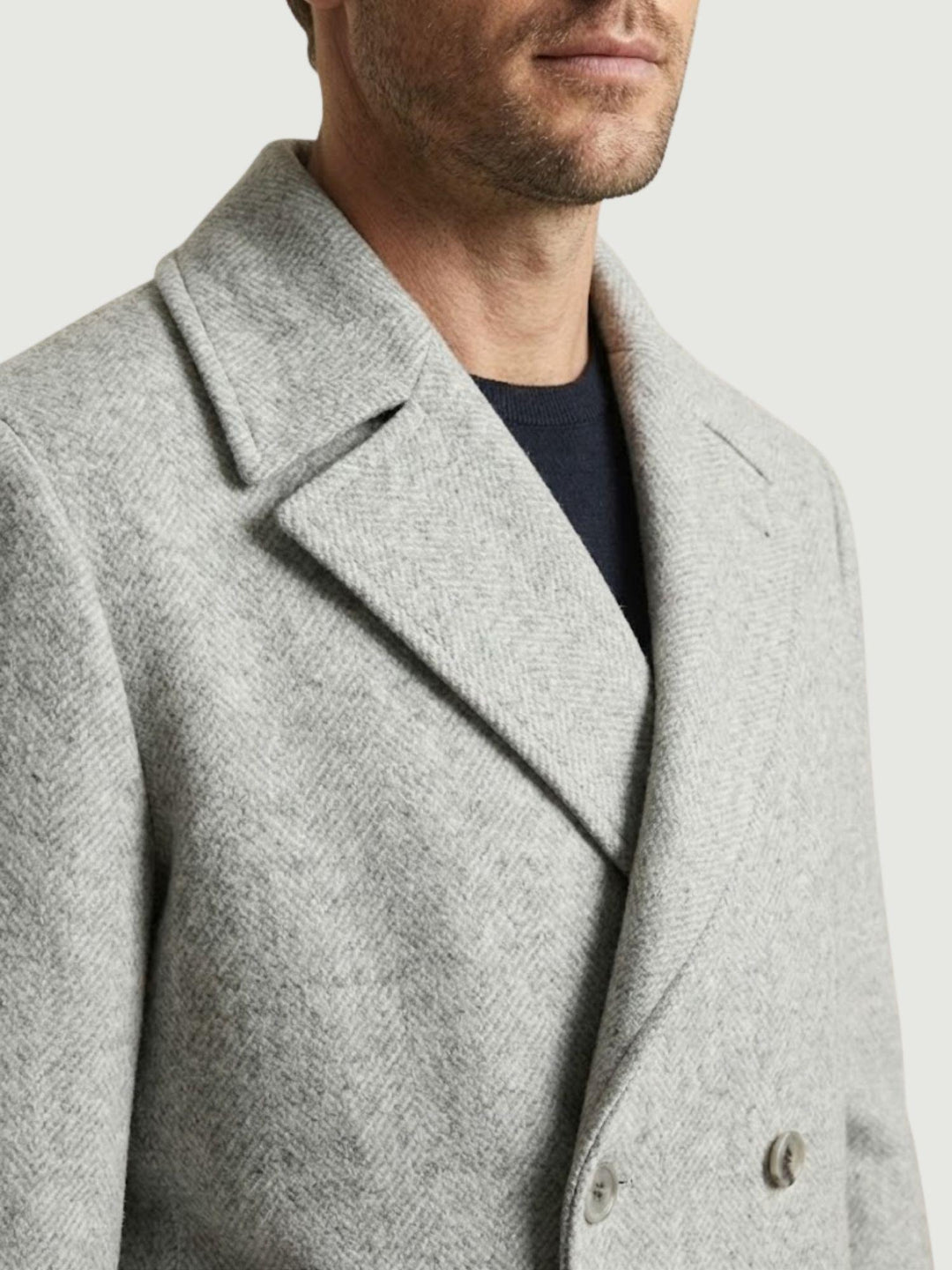 CAPPOTTO IN LANA DOPPIOPETTO MOTIVO SPIGA BEIGE BELLAGGIO BEIGE ANDREA MORANDO 