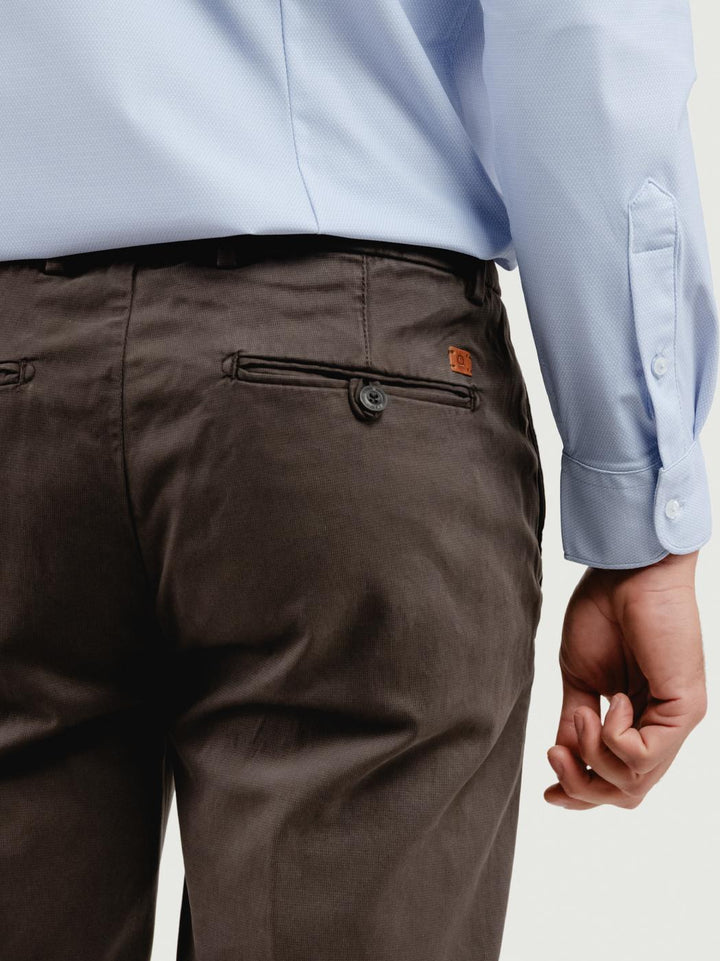 PANTALONE  STRIKER IN COTONE CON MICROTRAMA TESTA MORO T617STR 698 NOLAB 