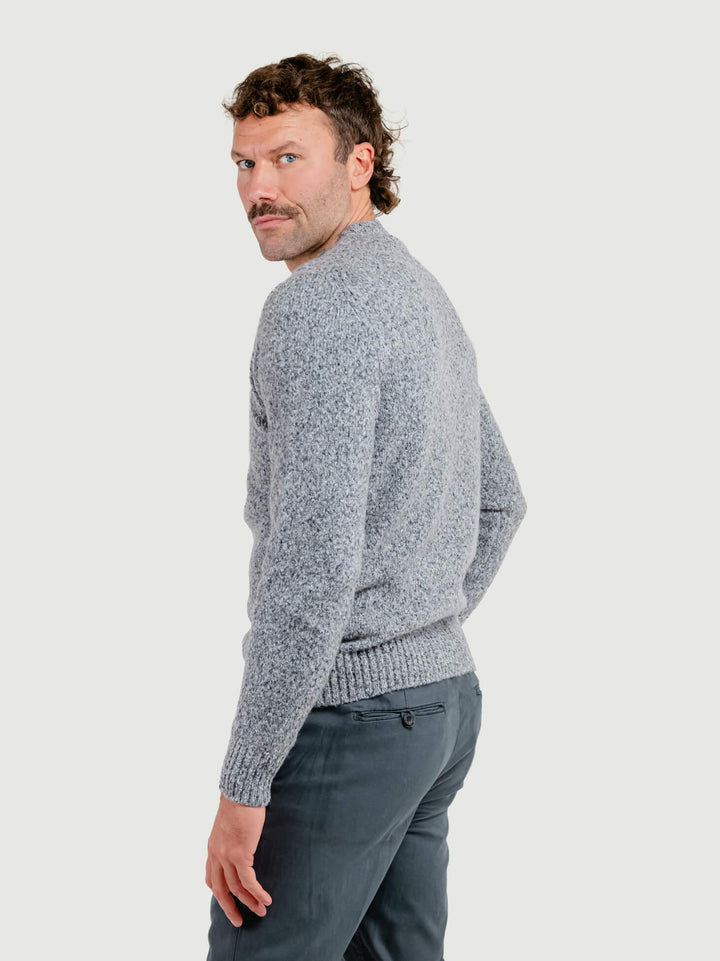 MAGLIONE IN LANA E ALPACA BLU MELANGE 87501 BLU ANDREA MORANDO 