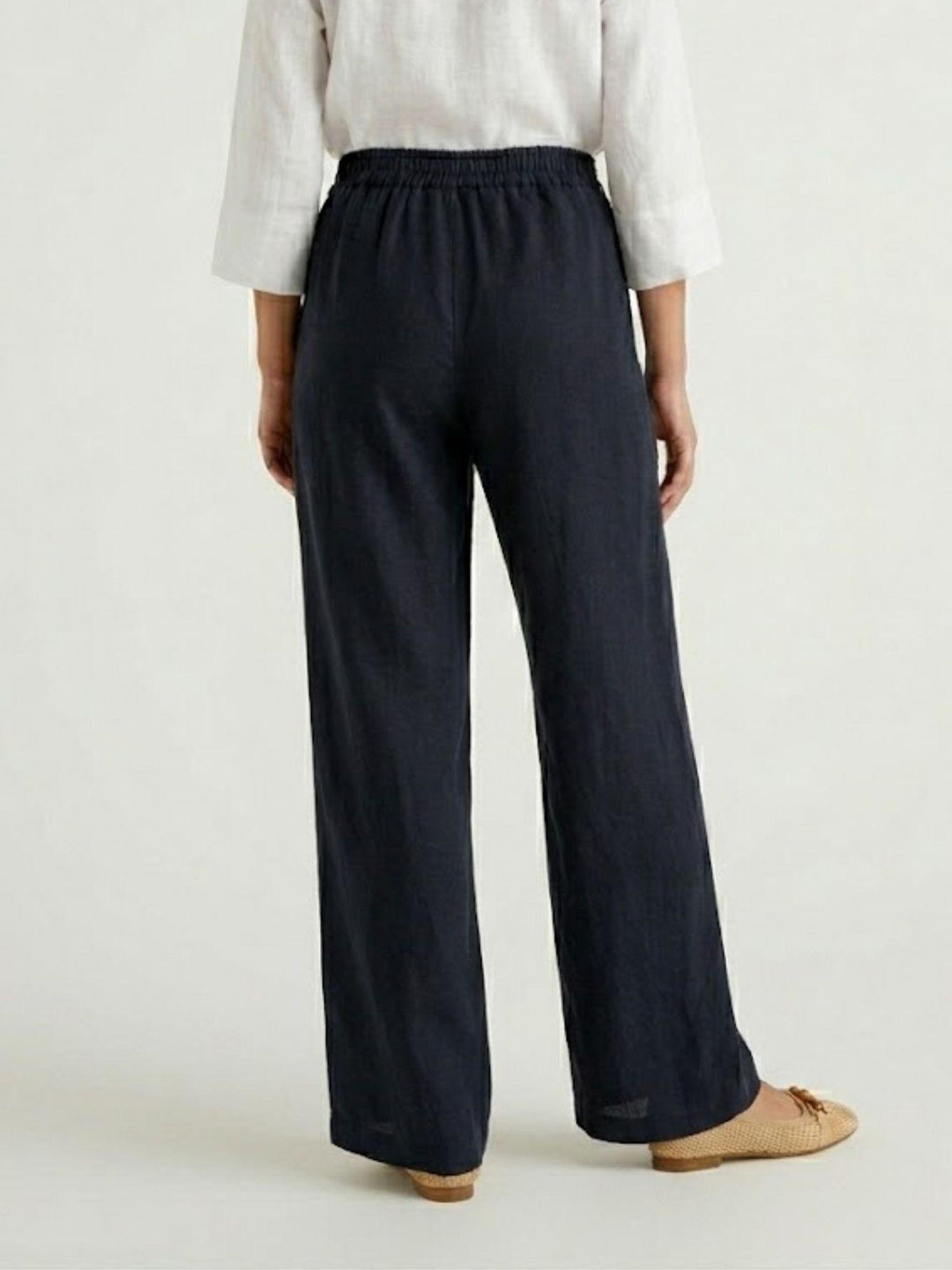 Pantalone con pences in lino navy 6PT02359 BLU ANDREA MORANDO 