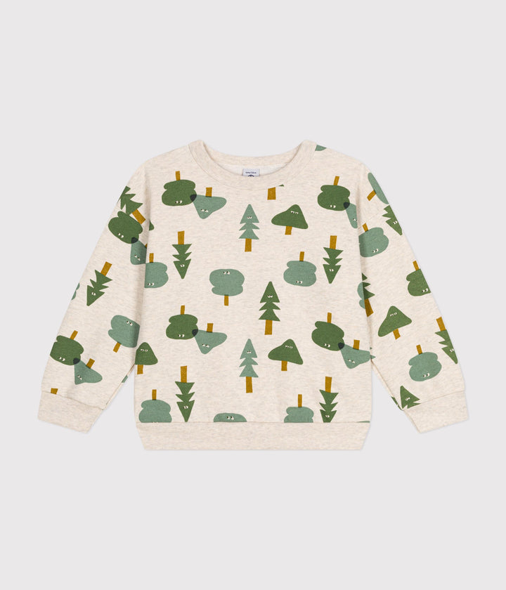 Maglia beige in tessuto felpato con fantasia bosco A0BIG 03 PETIT BATEAU 