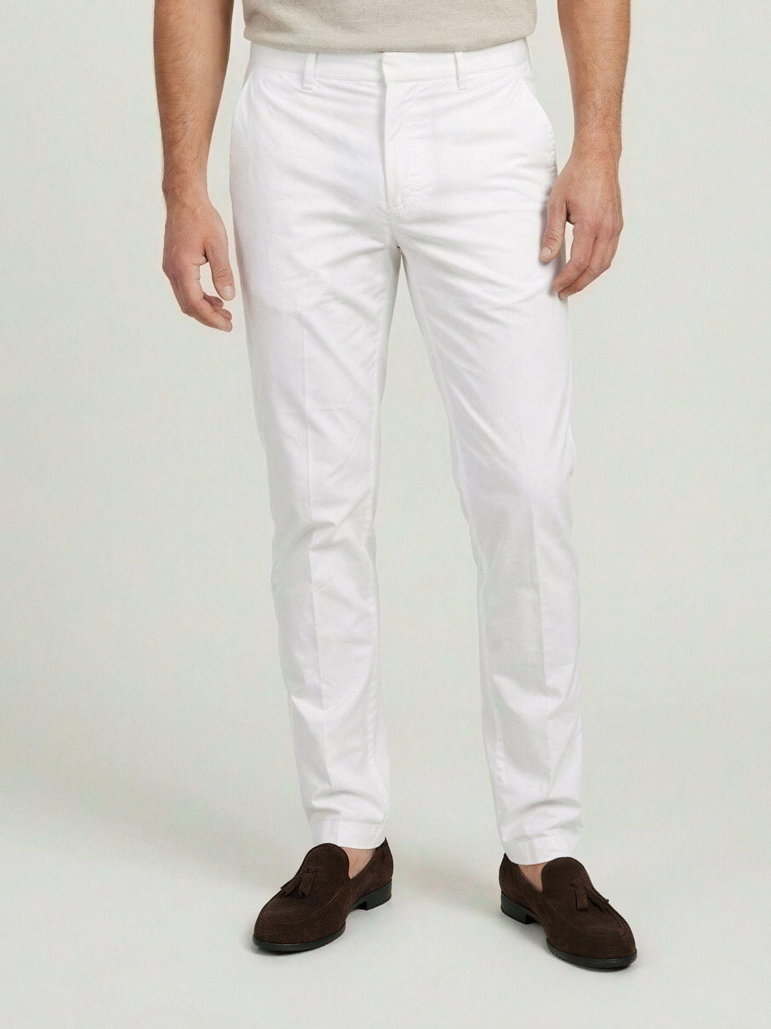 Pantalone chino con gancetto in cotone bianco T526BRO 001 NOLAB 