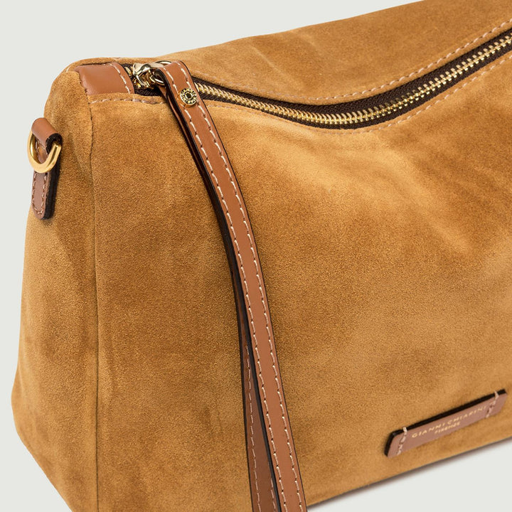 Borsa a mano Nora in camoscio cuoio BS 10225/24PE CM-PL 206 GIANNI CHIARINI 