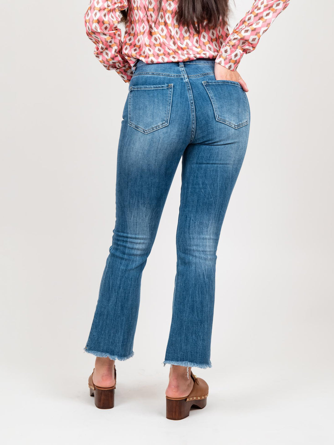 Jeans sfrangiato a trombetta denim medio 1356 DENIM MEDIO ANDREA MORANDO 