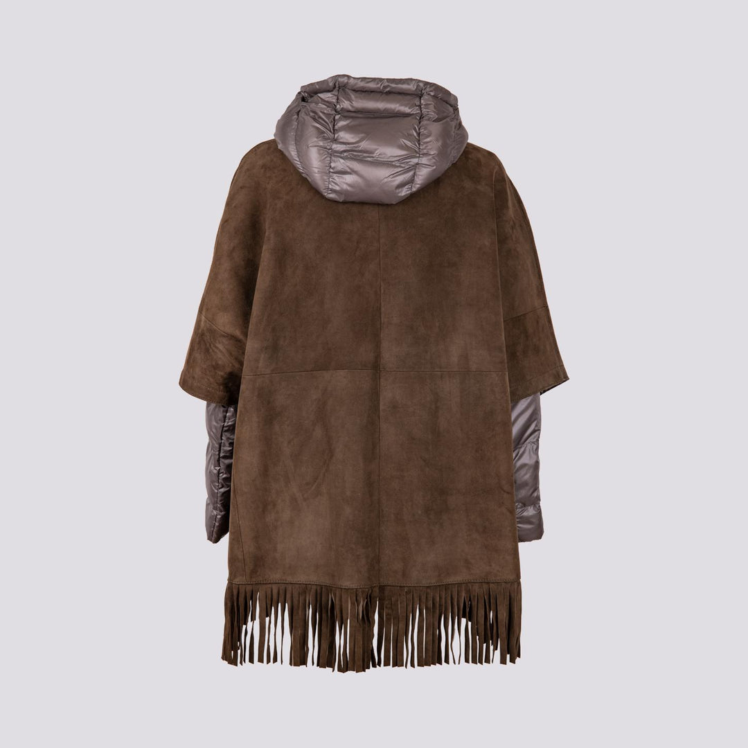 GIUBBOTTO STRUTTURATO IN CAMOSCIO  CON PIUMINO IN ECO-PIUMA FANGO LINR 18 JACK LEATHER 