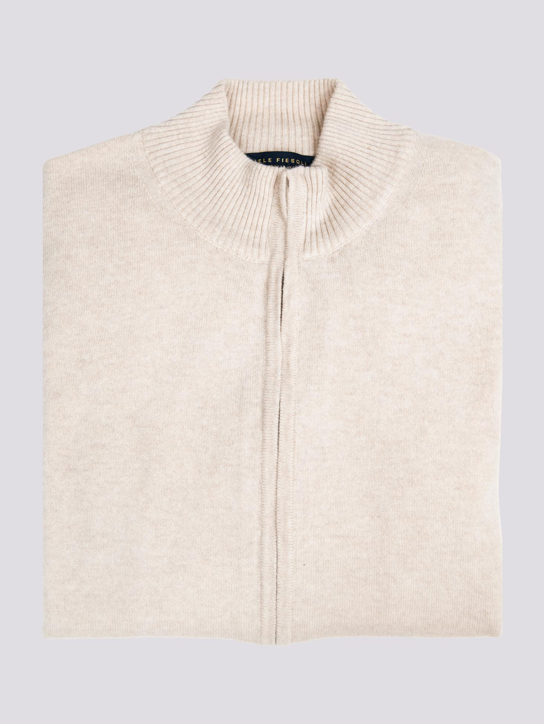 CARDIGAN BEIGE CON ZIP IN LANA MISTO CASHMERE 0037 0032 FIESOLI DANIELE 