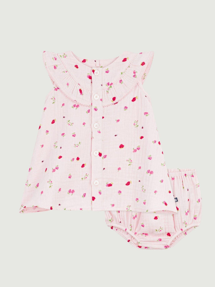 Vestito e bloomer coordinato in cotone stampa floreale A0F1G 01 PETIT BATEAU 