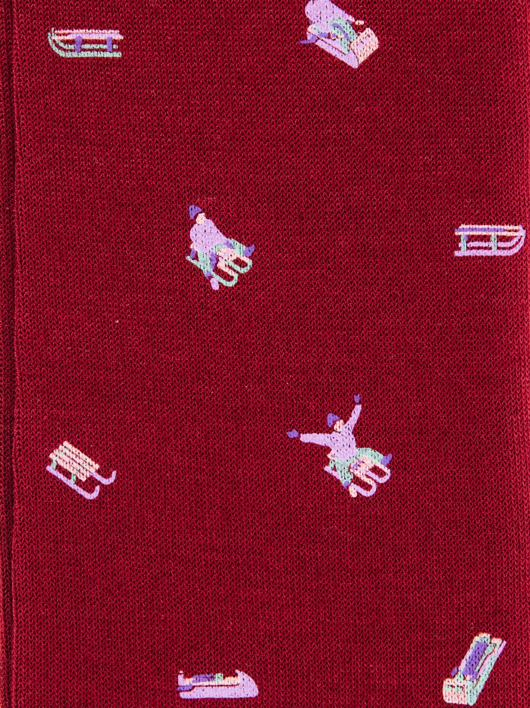 CALZA ROSSA MOTIVO SLITTINI 62196G RUBINO RED 