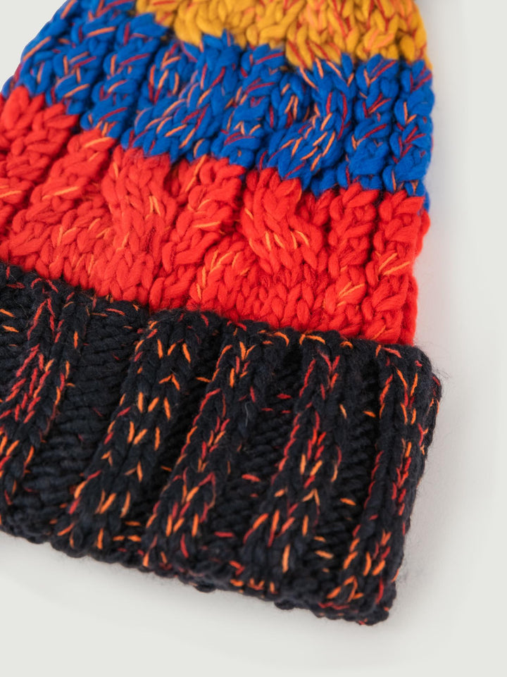 Berretto multicolor rosso con pom pon CP4072 MULTICOLOR ANDREA MORANDO 