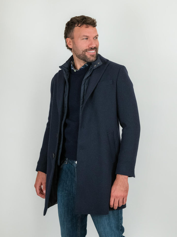Cappotto monopetto blu con pettorina STAN 25 ANDREA MORANDO 