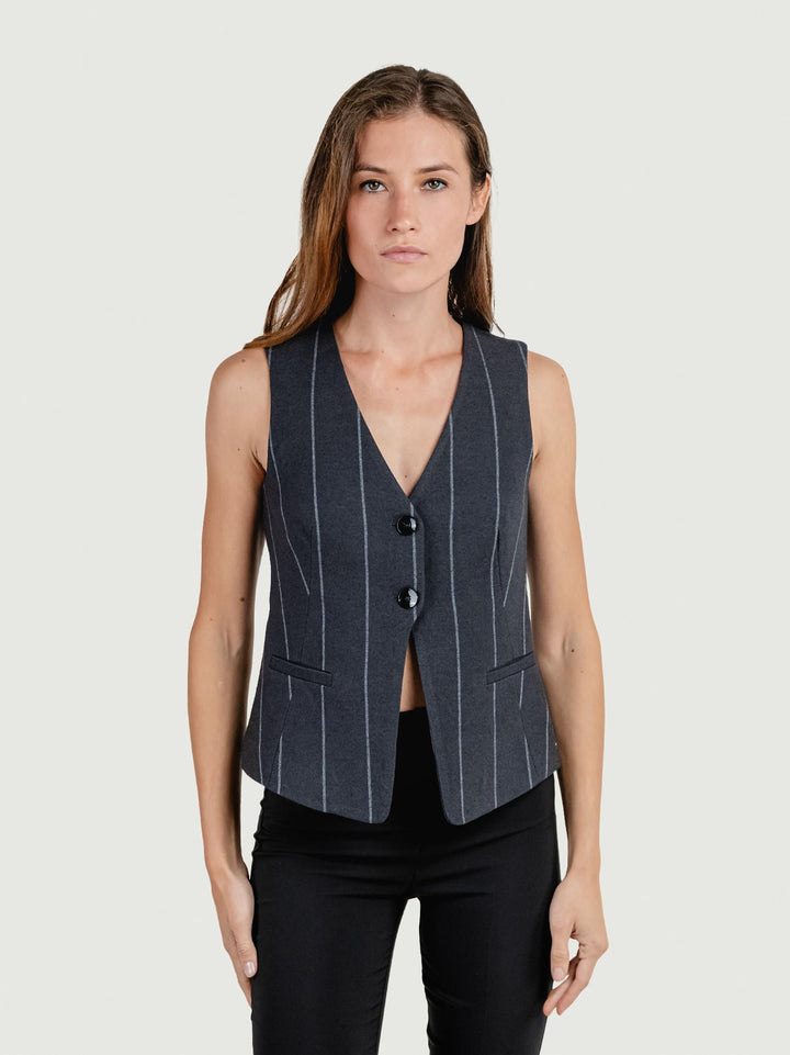 GILET GESSATO GRIGIO ANTRACITE 565IRDI322 81 ANDREA MORANDO 