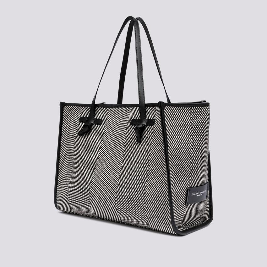 Shopping Marcella in tessuto spiga nero bianco BS 6850/23AI SPIGA 11647 GIANNI CHIARINI 