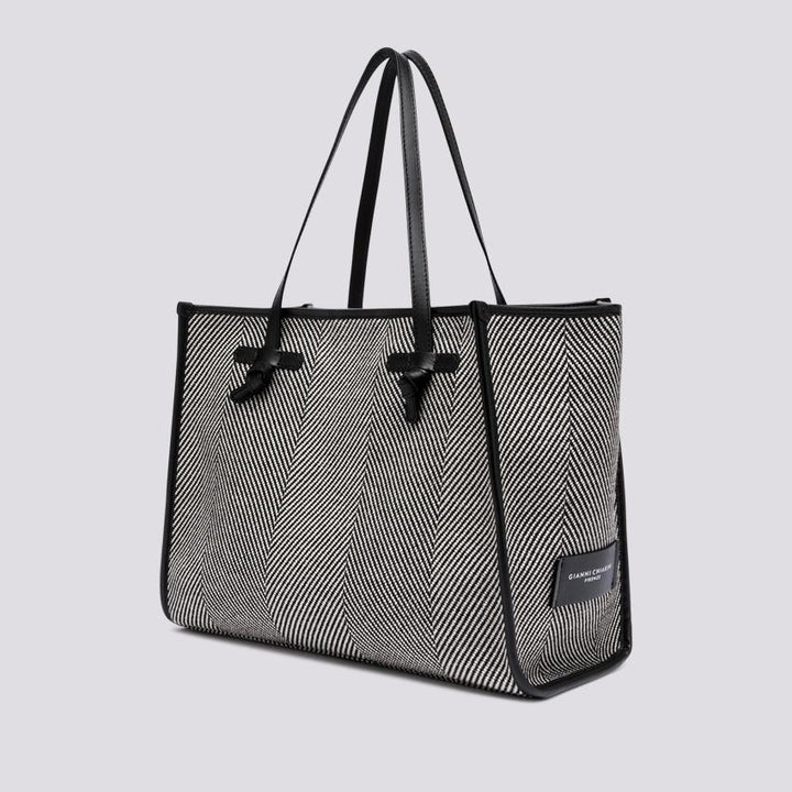 Shopping Marcella in tessuto spiga nero bianco BS 6850/23AI SPIGA 11647 GIANNI CHIARINI 