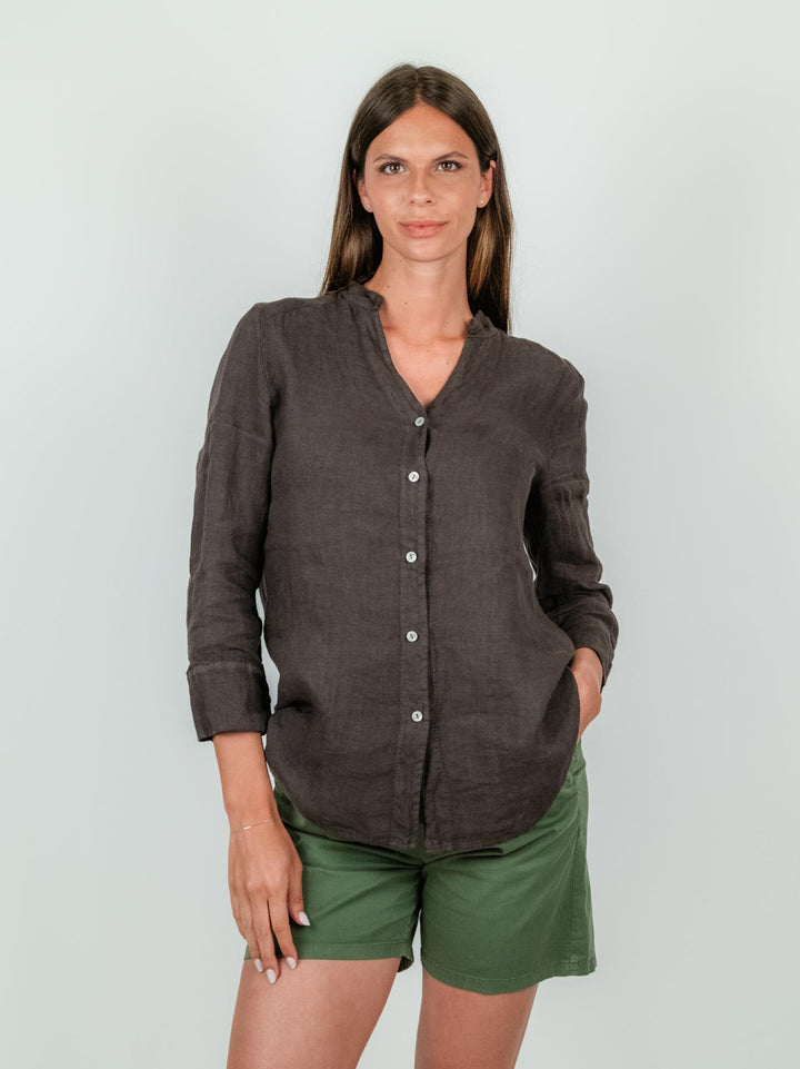 CAMICIA ALLA COREANA IN LINO TESTA MORO 4369 MORO ANDREA MORANDO 