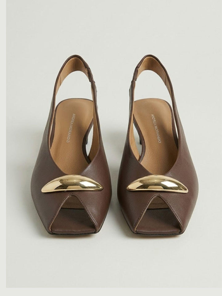 Spuntata slingback in pelle nappa testa moro R412 T.MORO ANDREA MORANDO 