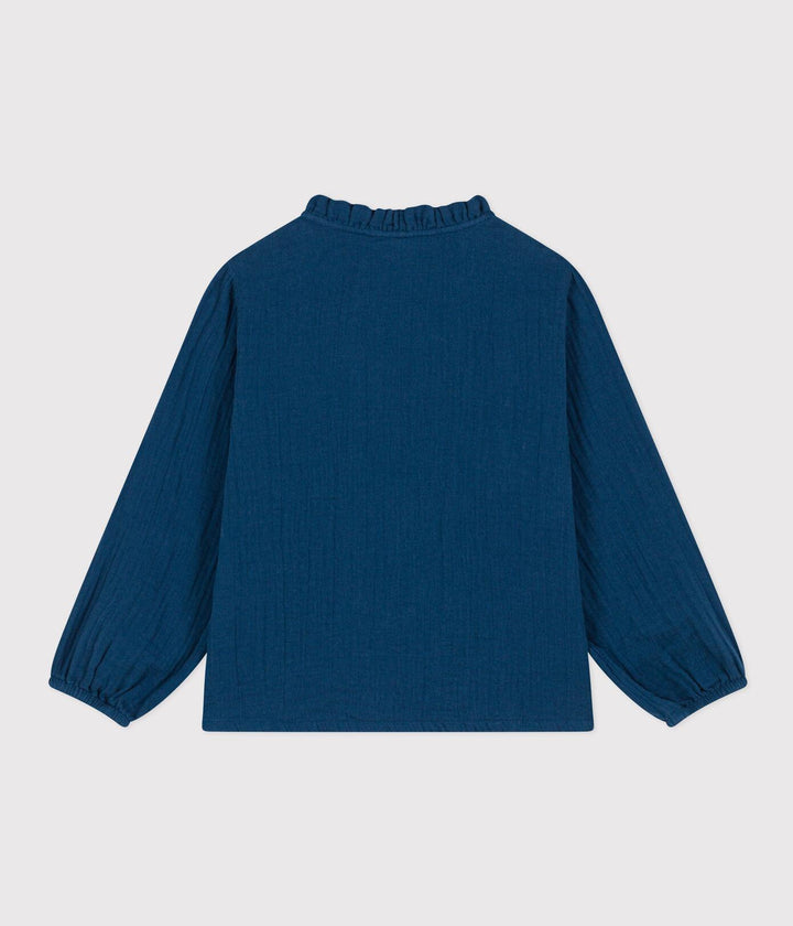 BLUSA IN GARZA DI COTONE BAMBINA A08H2 01 PETIT BATEAU 