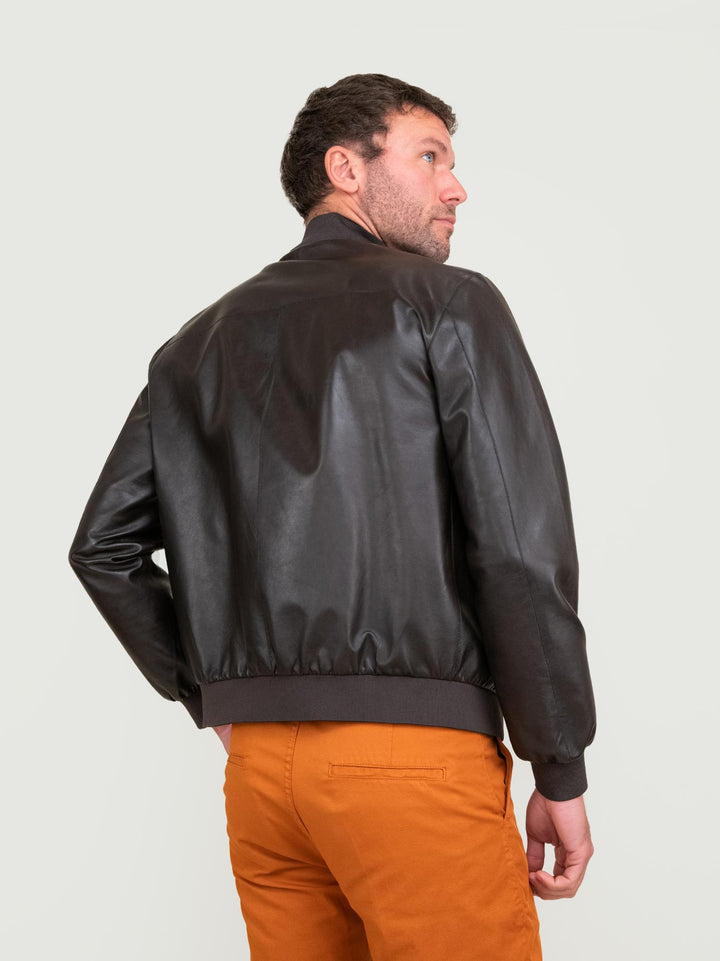 BOMBER IN PELLE MARRONE SCURO DEREK SEAMLESS 06 JACK LEATHER 