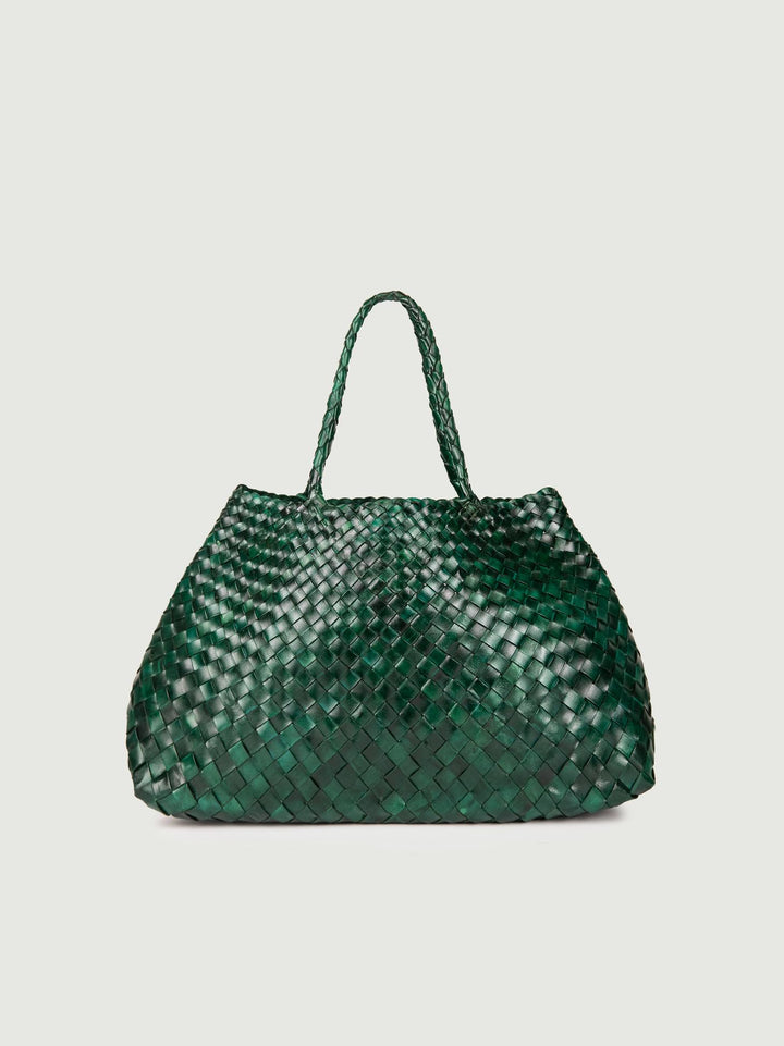 BORSA SHOPPER IN PELLE INTRECCIATA VERDE FAVIGNANA 76 JACK LEATHER 