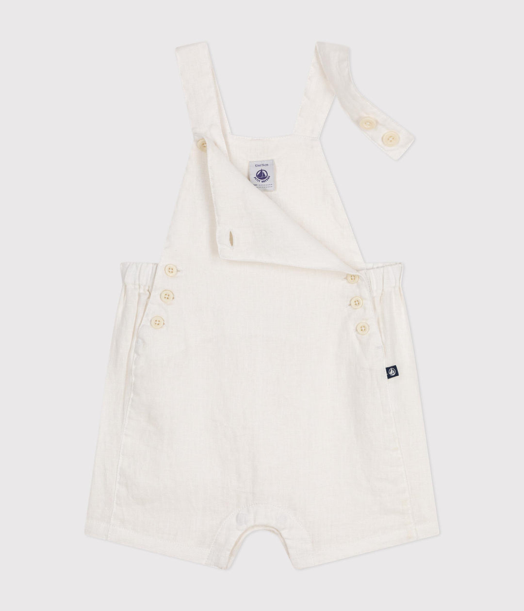 SALOPETTE  BIANCA CORTA BEBÈ IN LINO A0A5S 01 PETIT BATEAU 