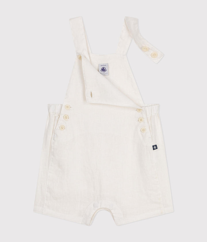 SALOPETTE  BIANCA CORTA BEBÈ IN LINO A0A5S 01 PETIT BATEAU 