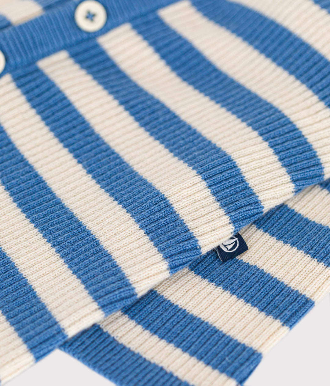 Tutina in maglia di lana e cotone a righe bluette A0AY8 01 PETIT BATEAU 