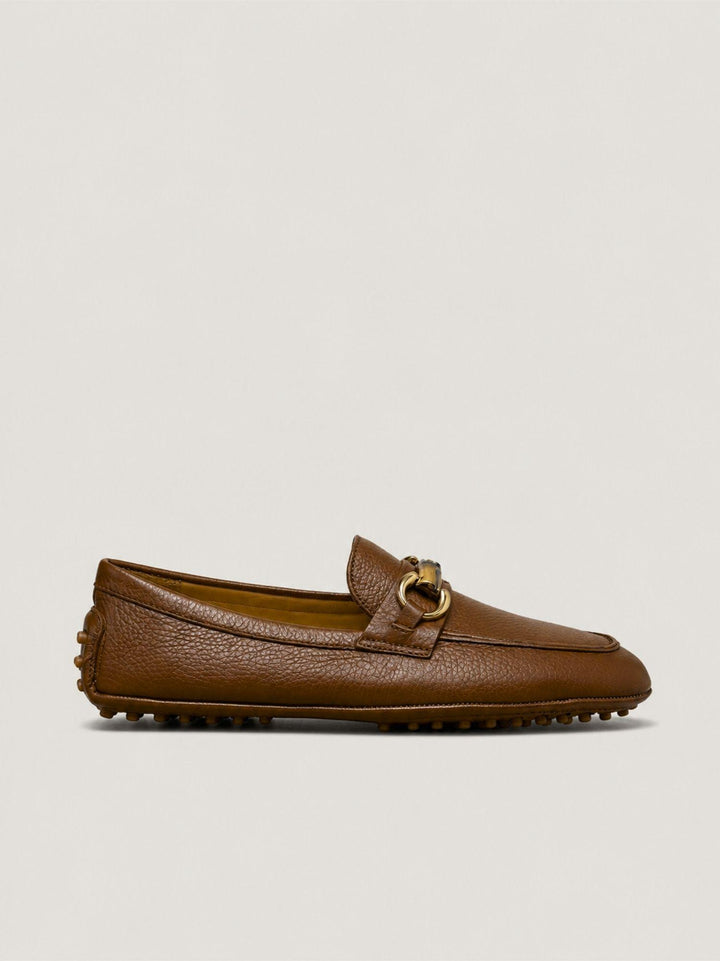 Mocassino gommini in pelle marrone con morsetto bambù D8954 MARRONE ANDREA MORANDO 