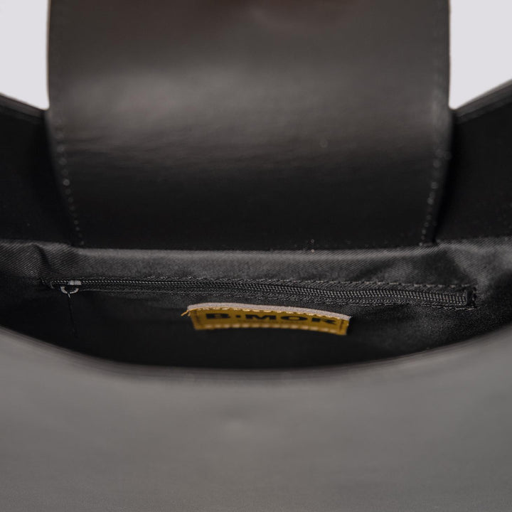 BORSA IN PELLE NERA CON MANICO IN OSSO "HALO" HALO NERO BIMOR 