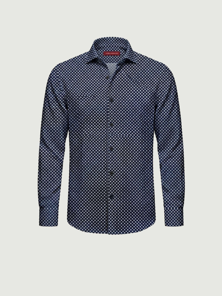 Camicia no iron con micro fantasia floreale bianca e navy BU26S10CAFIO4159NY 200 ANDREA MORANDO 