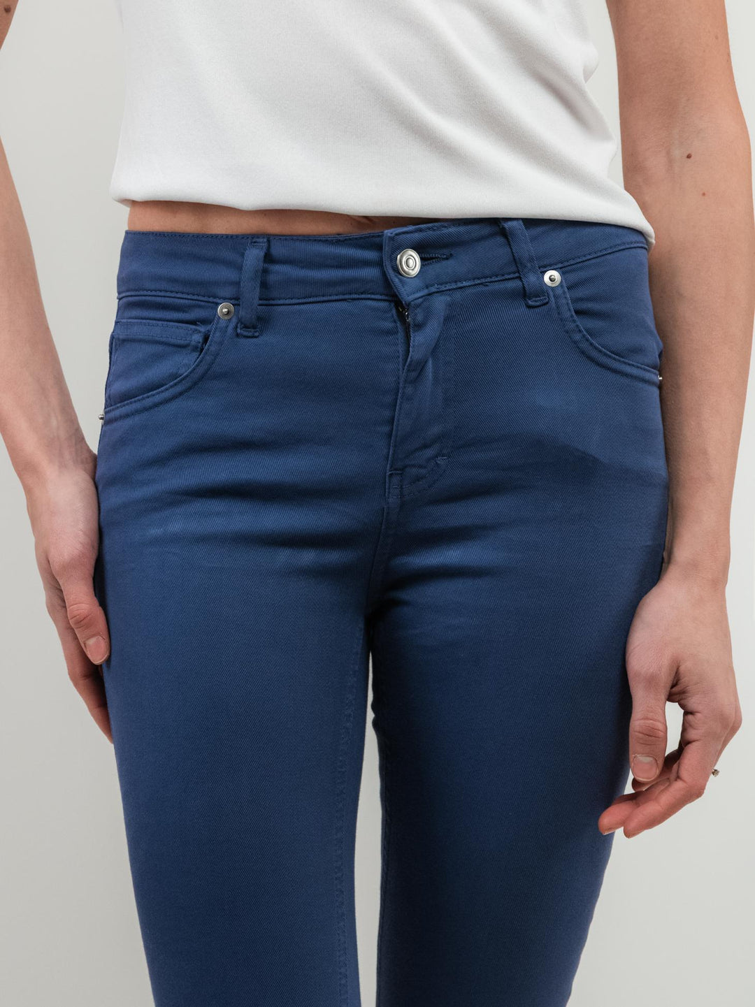 PANTALONE 5 TASCHE SFRANGIATO BLU 80137G190 LAV ANDREA MORANDO 