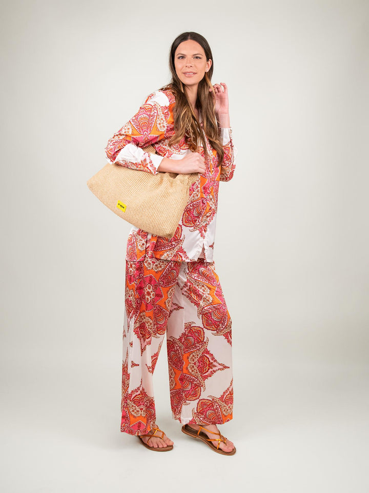 PANTALONE A PALAZZO FANTASIA ROSA E BIANCO 9821 ROSA ANDREA MORANDO 