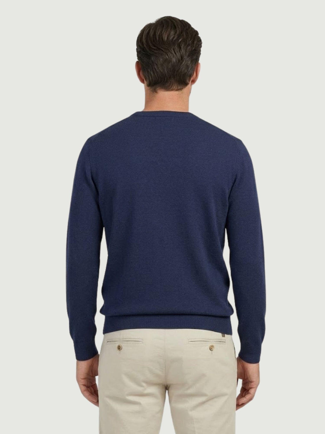 Maglia con scollo rotondo in cotone blu 3700900 215 ANDREA MORANDO 