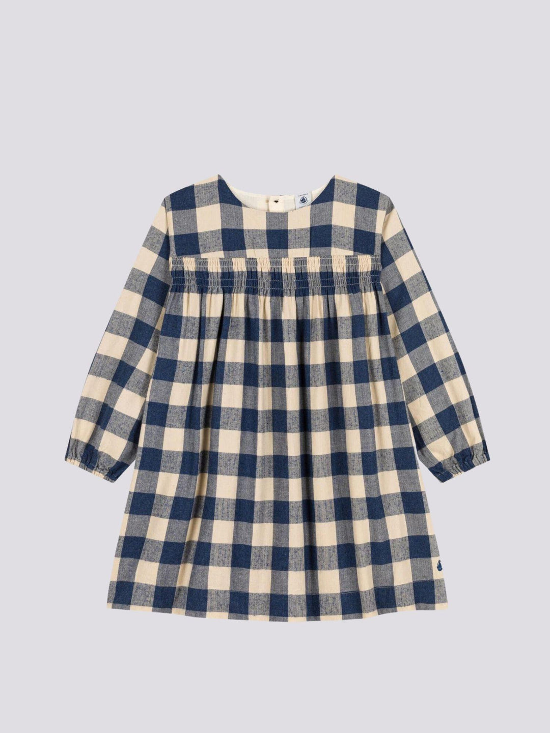 ABITO A MANICHE LUNGHE IN FLANELLA DI COTONE A QUADRI BAMBINA A082E 01 PETIT BATEAU 