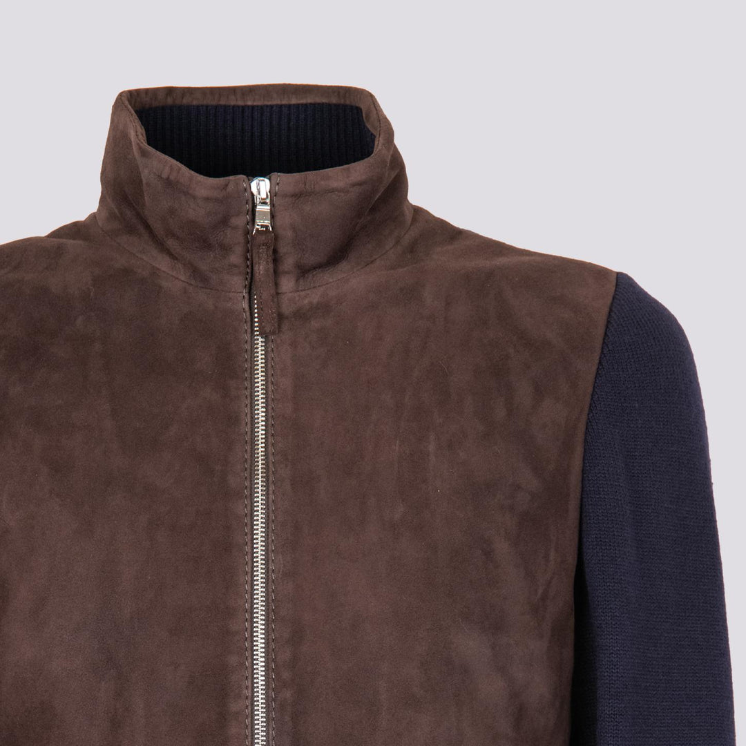 GIUBBOTTO IN CAMOSCIO MARRONE CON INSERTI N MAGLIA FRANCIS FRANCIS 309 JACK LEATHER 