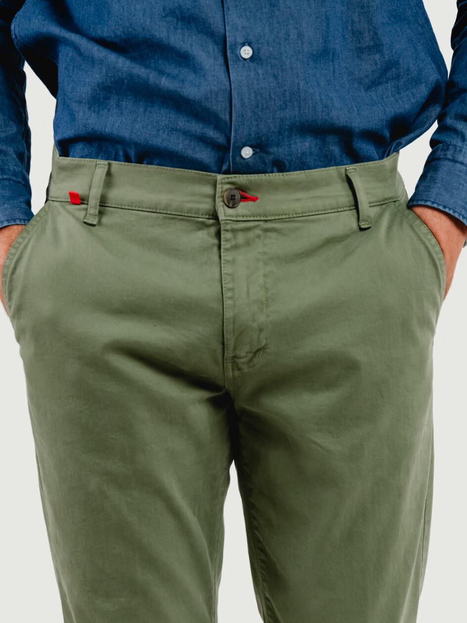 PANTALONE IN COTONE VERDE SALVIA 7657TO SALVIA ANDREA MORANDO 