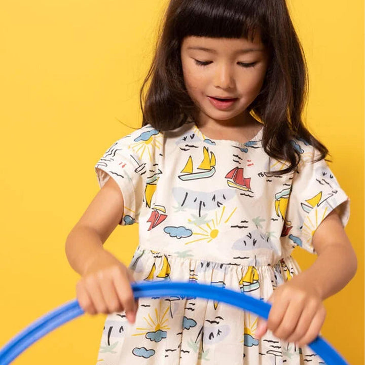 Abito a manica corta in popeline bambina A06WN 01 PETIT BATEAU 