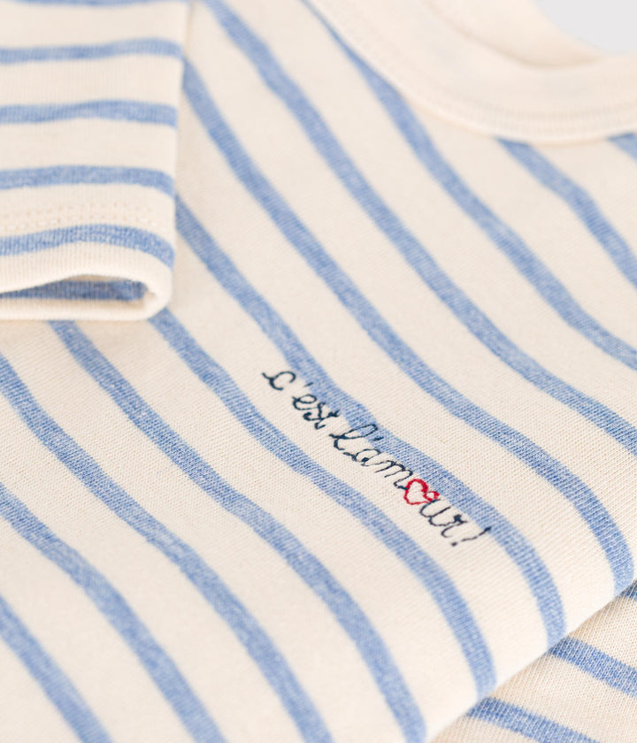 T-shirt a righe marinière azzurre con maniche lunghe A0BPP 01 PETIT BATEAU 