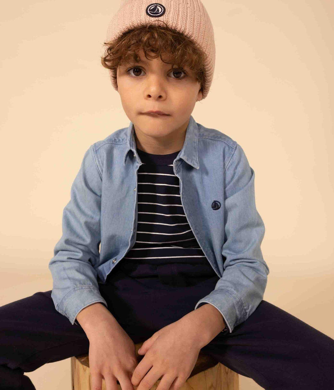 CAMICIA BAMBINO IN DENIM LEGGERO A080O 01 PETIT BATEAU 
