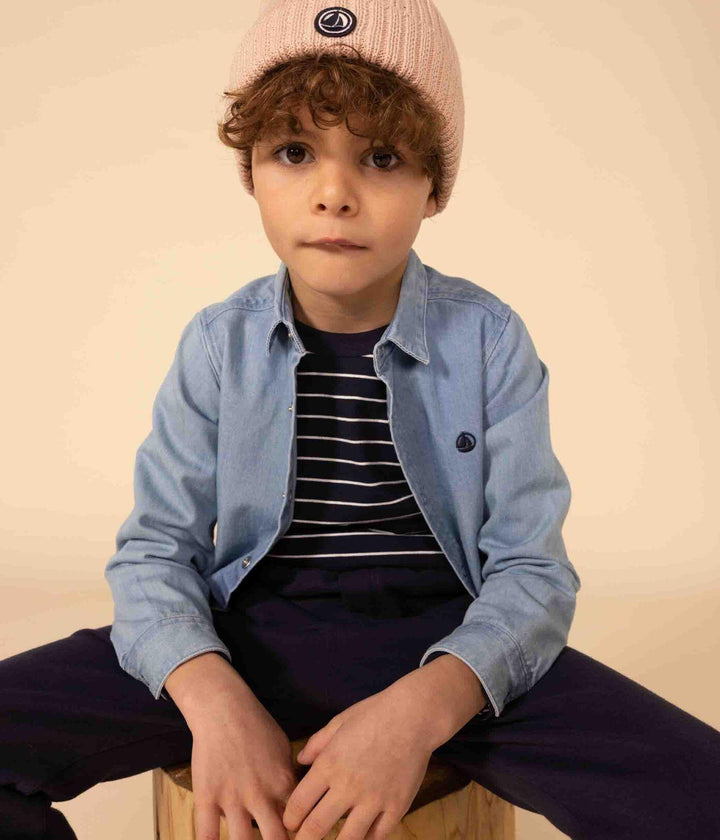 CAMICIA BAMBINO IN DENIM LEGGERO A080O 01 PETIT BATEAU 