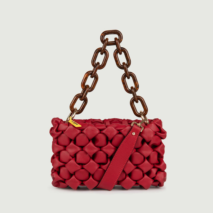 BORSA IN PELLE INTRECCIATA BORDEAUX "CURLY" CURLYNEW BORDEAUX BIMOR 
