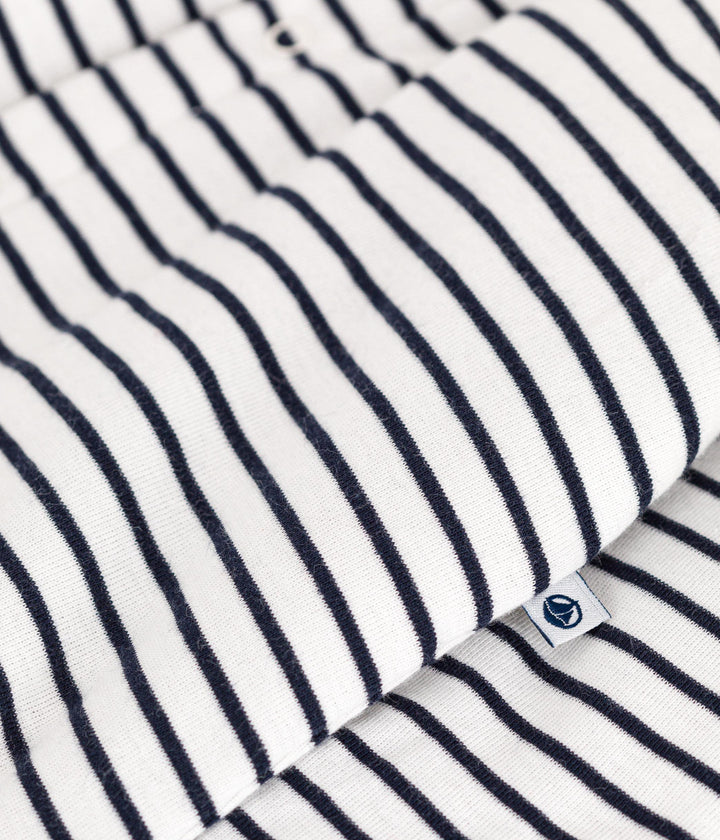 Tutina a righe lunga bebè in ovattina con cappuccio in cotone A0BMW 01 PETIT BATEAU 
