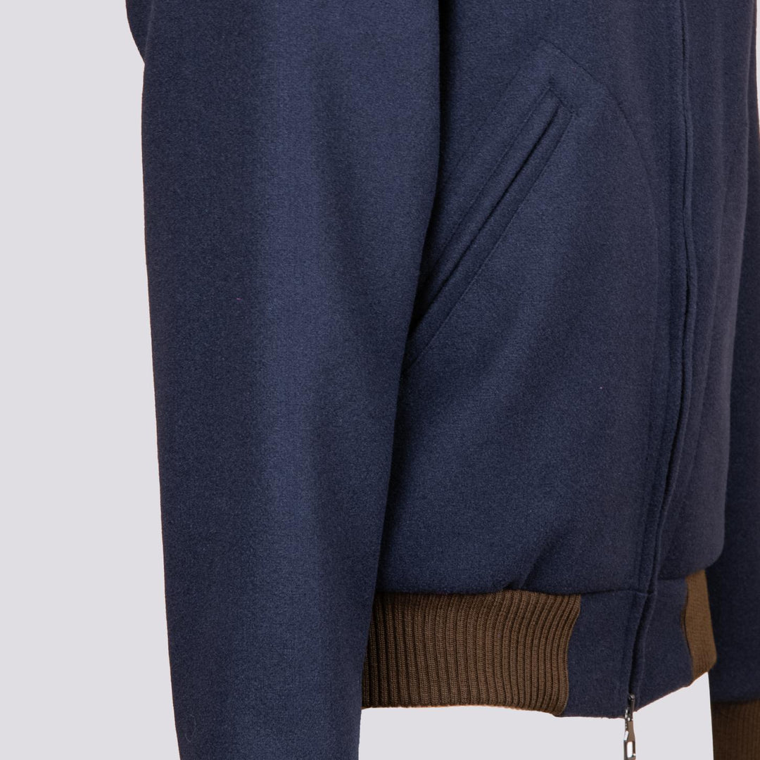 BOMBER CON PROFILI A CONTRASTO IN TESSUTO BLU RJ02 NAVY ANDREA MORANDO 