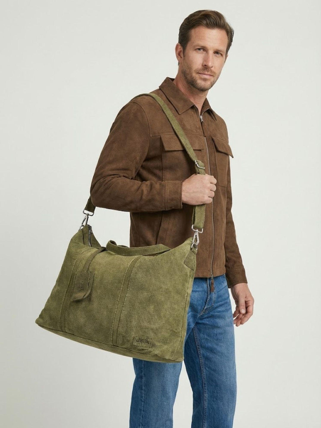 Borsone Juan in camoscio verde muschio JUAN 28 JACK LEATHER 