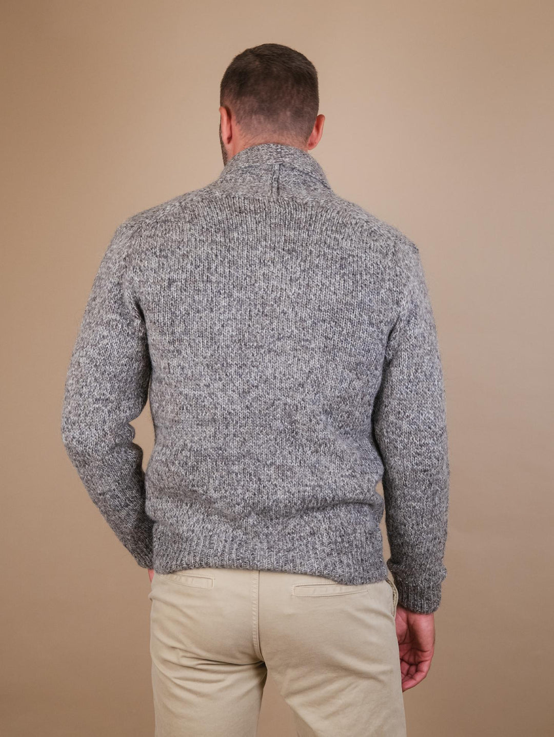 CARDIGAN IN MISTO LANA IN FANTASIA MELANGE COLOR FANGO OF1F2W3M025 613 ANDREA MORANDO 