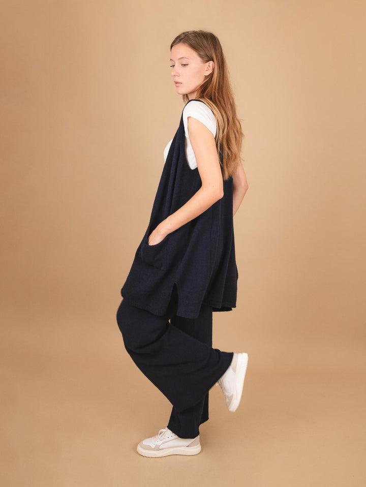 GILET LUNGO IN MAGLIA BLU 0370/281 0115 BIMOR 