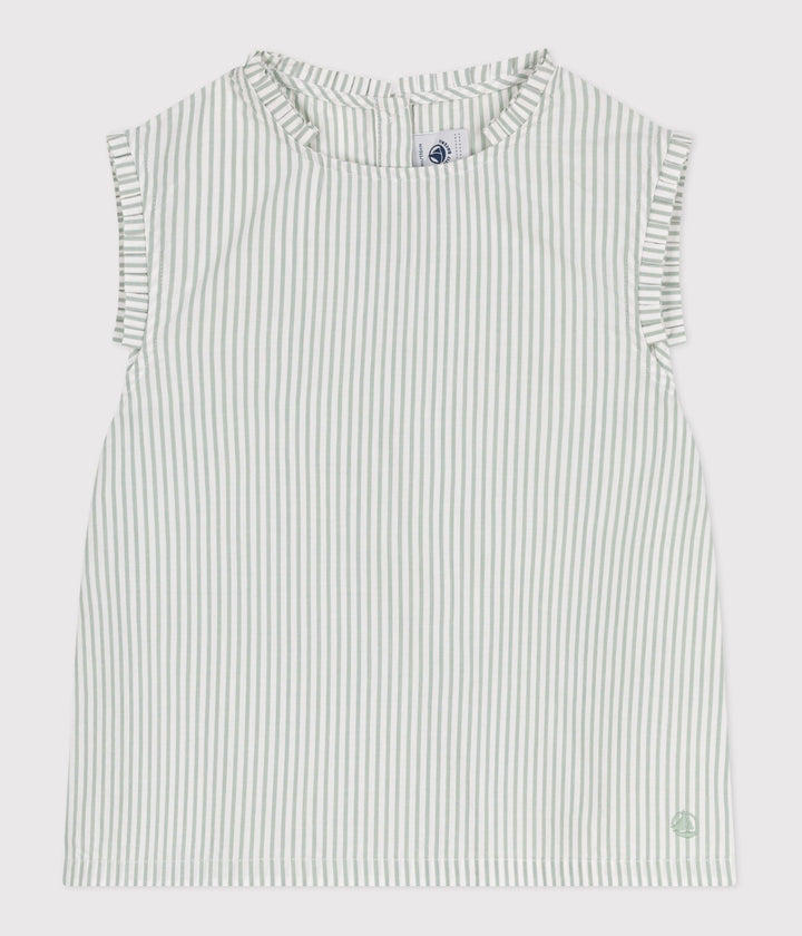 Blusa senza maniche in cotone a righe bambina
