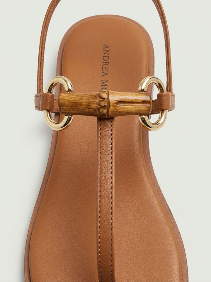 Sandalo infradito in pelle cuoio con morsetto bambù 1933 CUOIO ANDREA MORANDO 